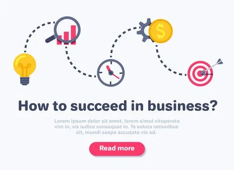 Flat vector image on white background in the form of a landing page, business Stock Illustration