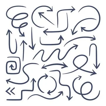Flat vector image on a white background, a set of arrows of different formats Stock Illustration