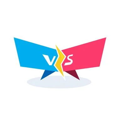 Flat vector image on a white background, versus between the two teams, two ba Stock Illustration