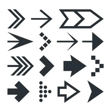 Flat vector image on white background, set of different arrows for web design 库存插图