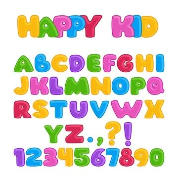 Flat vector image on a white background, a set of letters of the English alph Stock Illustration