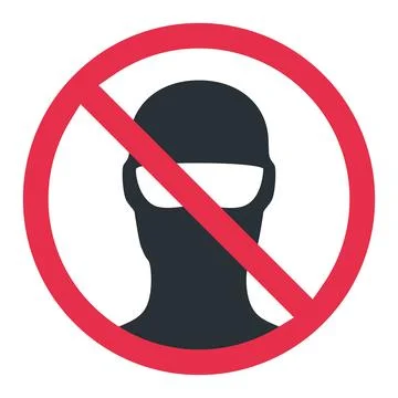 Flat vector image on white background, black balaclava icon, prohibition man  Stock Illustration