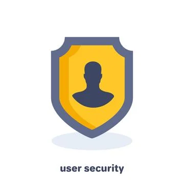 Flat vector image on a white background, business icon, shield with a silhoue Stock Illustration