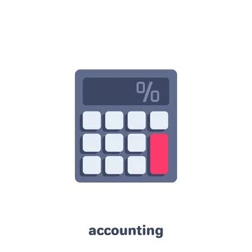 Flat vector image on a white background, business icon, calculator of red col Stock Illustration