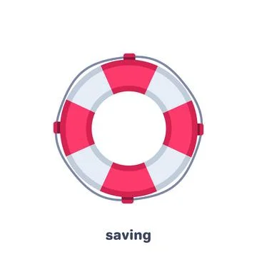 Flat vector image on white background, lifebuoy icon, financial assistance. Stock Illustration