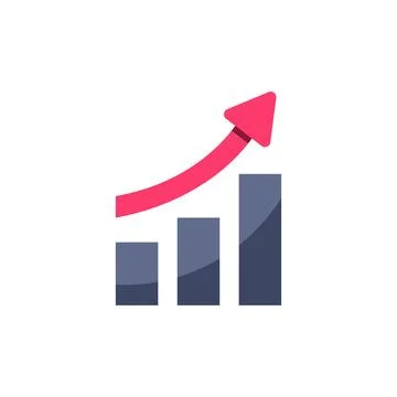 Flat vector image on white background, arrow tending to the top of the rising Stock Illustration