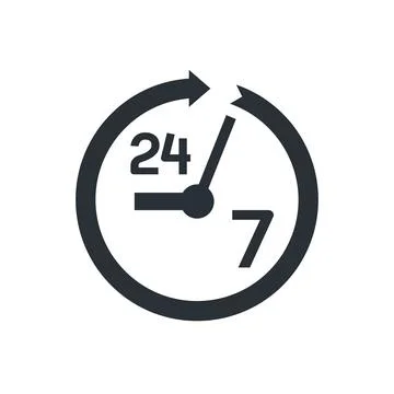 Flat vector image on white background, work icon 24 hours black color Illustrazione stock