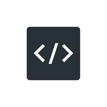Flat vector image on a white background, black square icon, program code or l Illustration