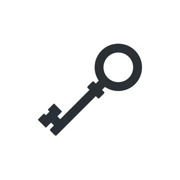 Flat vector image on a white background, icon old key, account password Stock Illustration