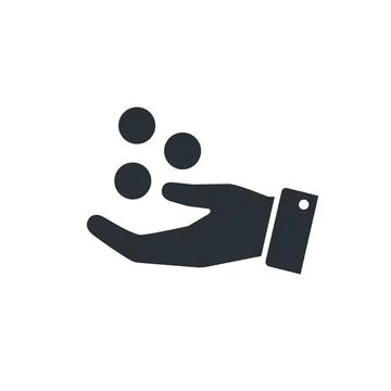 Flat vector image on a white background, the icon of the hand into which coin Stock Illustration
