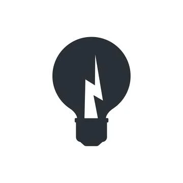Flat vector image on a white background, black light bulb icon, creative idea Illustrazione stock