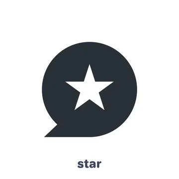 Flat vector image on white background, message icon with a star in the center Stock Illustration