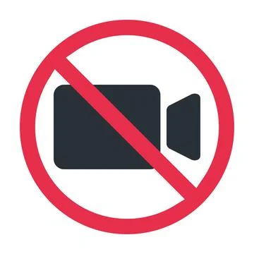 Flat vector image on white background, camcorder icon with a prohibition sign Stock Illustration