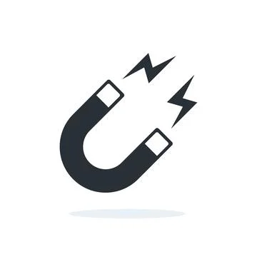 Flat vector image on white background, magnet icon attracting anything Stock Illustration