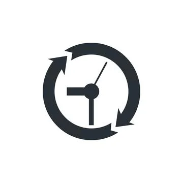 Flat vector image on a white background, arrows going in a circle and in the  Illustrazione stock