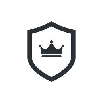 Flat vector image on white background, shield icon with a crown sign, money s Stock Illustration