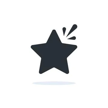 Flat vector image on white background, star icon with shadow Stock Illustration