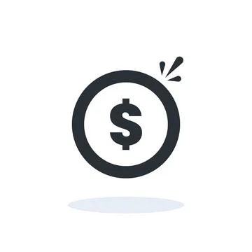 Flat vector image on a white background, a coin icon with a dollar sign and a Stock Illustration