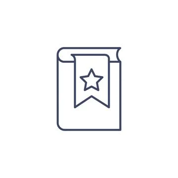 Flat vector image on white background, book icon with bookmark and star in li Stock Illustration