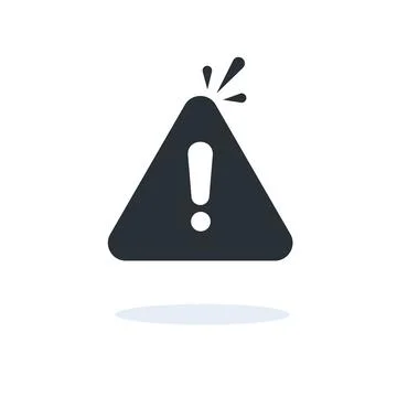 Flat vector image on white background, exclamation mark icon in a black trian Stock Illustration