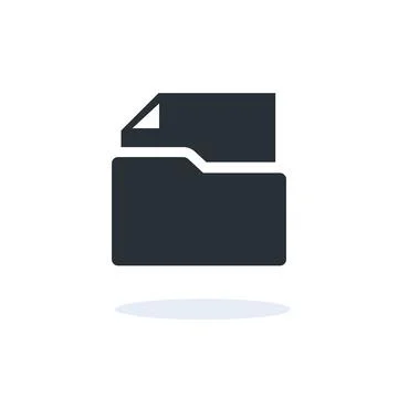 Flat vector image on a white background, folder icon with a document in black Stock Illustration
