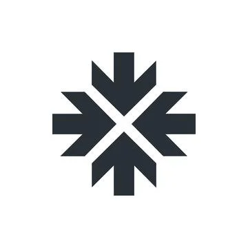 Flat vector image on a white background, black arrows pointing to the center, 库存插图
