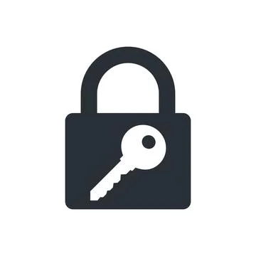 Flat vector image on white background, lock and key icon Illustrazione stock