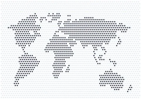 Flat vector image on white background, abstract world map from circles. Illustrazione stock