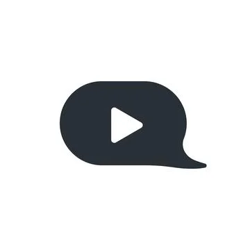 Flat vector image on white background, text bubble icon with a triangle, vide Illustrazione stock