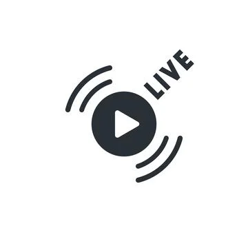 Flat vector image on a white background, black stream icon, live video Stock Illustration