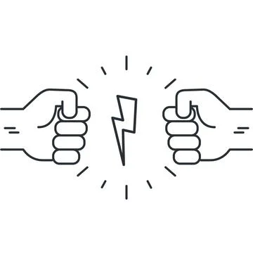Flat vector image on a white background in linear style, two hands clasped in Stock Illustration