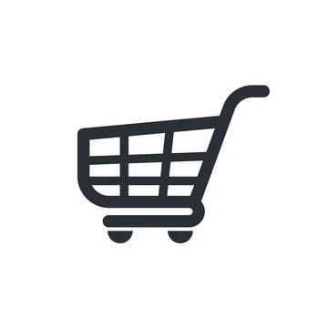 Flat vector image on white background, black icon cart Stock Illustration