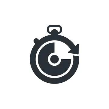 Flat vector image on white background, stopwatch icon with arrow Stock Illustration