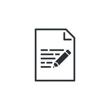 Flat vector image on white background, written document and pencil icon 스톡 일러스트