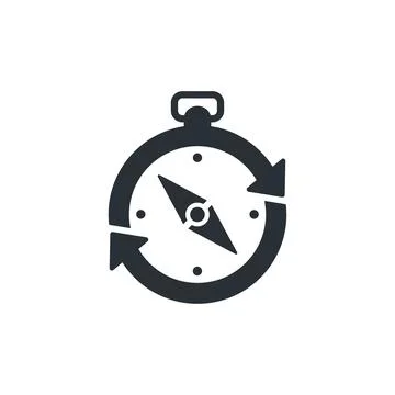 Flat vector image on white background, compass icon with arrows Stock Illustration