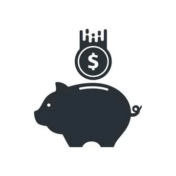 Flat vector image on a white background, piggy bank and coins icon イラスト素材