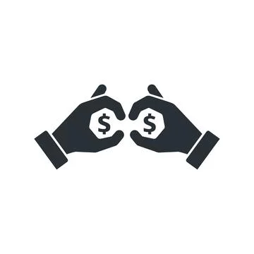 Flat vector image on white background, hand icon with binoculars and dollar i Stock Illustration