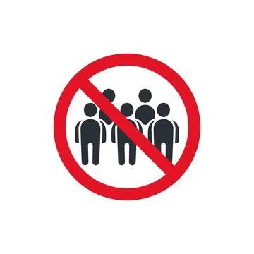 Flat vector image on white background, icon of prohibitory sign and group of  Stock Illustration