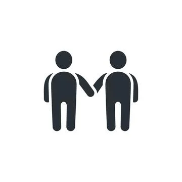 Flat vector image on white background, icon of people shaking hands Ilustración de archivo