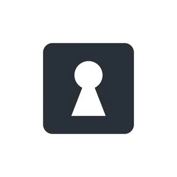 Flat vector image on white background, keyhole icon in black square 库存插图