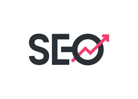 Flat vector image on white background, seo icon with red arrow Stock Illustration