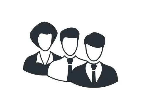 Flat vector image on white background, business people icon, man and woman Illustrazione stock