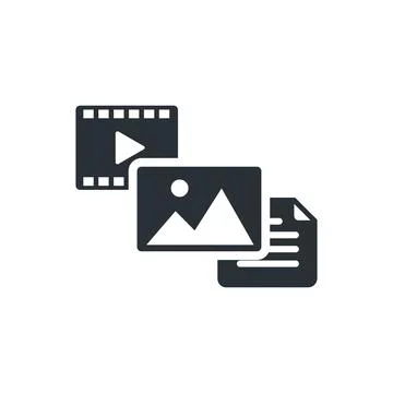 Flat vector image on white background, multimedia icon Stock Illustration
