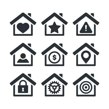 Flat vector image on white background, internet and social networks home icon Stock Illustration