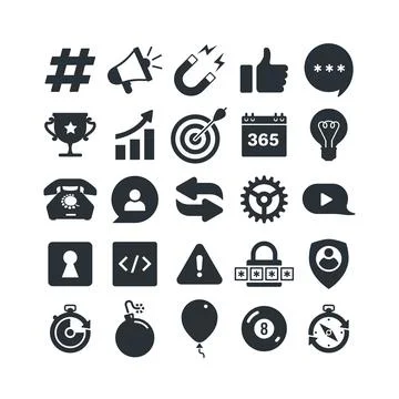Flat vector image on white background, icons for social networks and media, m Stockillustratie