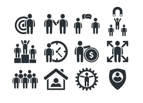 Flat vector image on a white background, icons of people on the topic of busi Stock Illustration