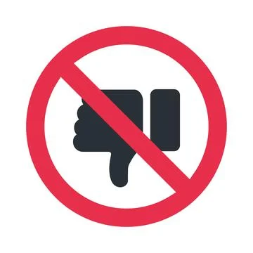 Flat vector image on white background, sign prohibited and dislike icon, disl Illustrazione stock