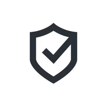 Flat vector image on white background, shield icon with check mark, data prot イラスト素材