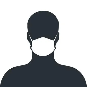 Flat vector image on white background, icon man in mask, quarantine and prote Stock Illustration