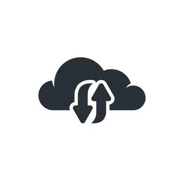 Flat vector image on white background, cloud icon with arrows, upload and dow Stock Illustration